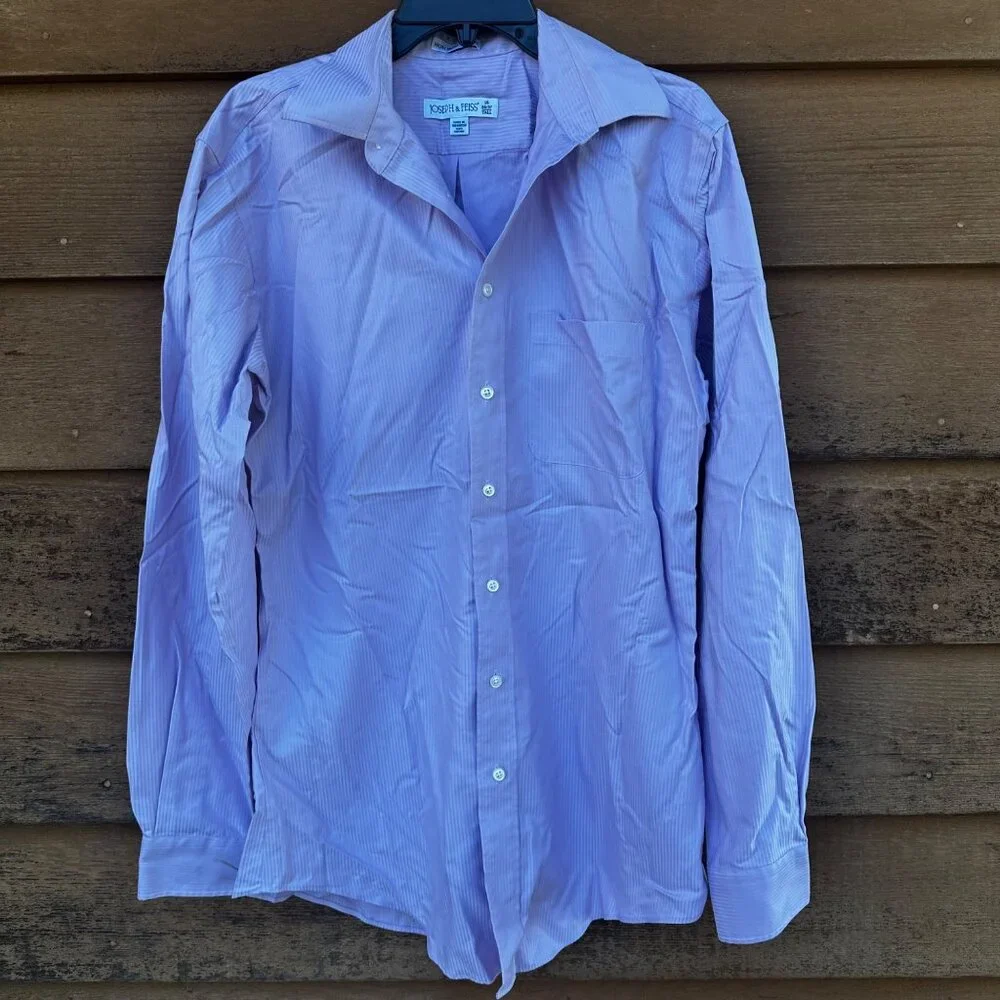 Joseph & Feiss Non- Iron Fitted Mens Button Down Dress Shirt Size 16 - Picture 1 of 8